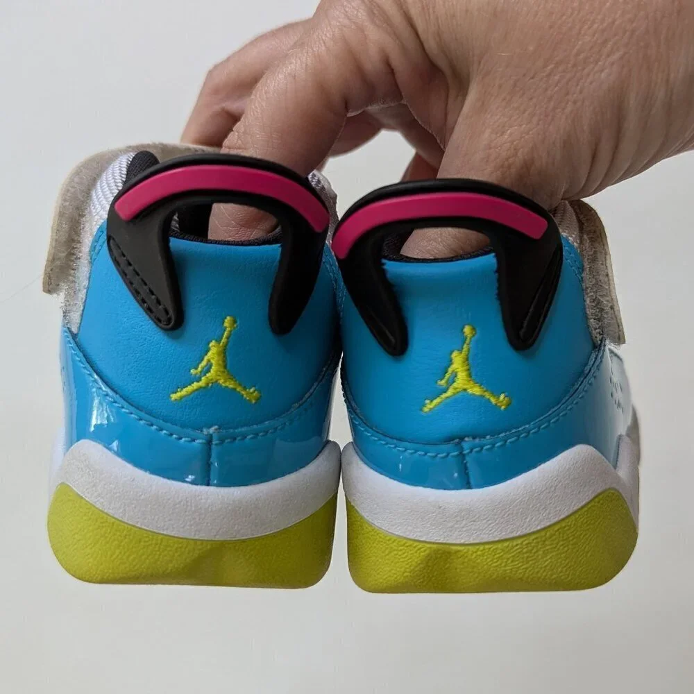 Nike Air Jordan 6 Rings Toddler Sneakers Size 5C White Light Blue Fury-Cyber